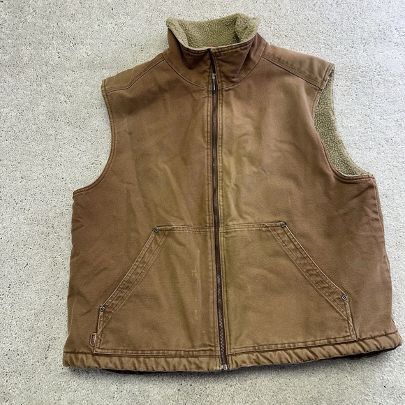 Sorel Other - Sorel Mens Vest XL Sherpa Lined Brown Heavy Duck Canvas Chore Work Zip Up